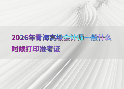 2026 年青海高级会计师准考证打印